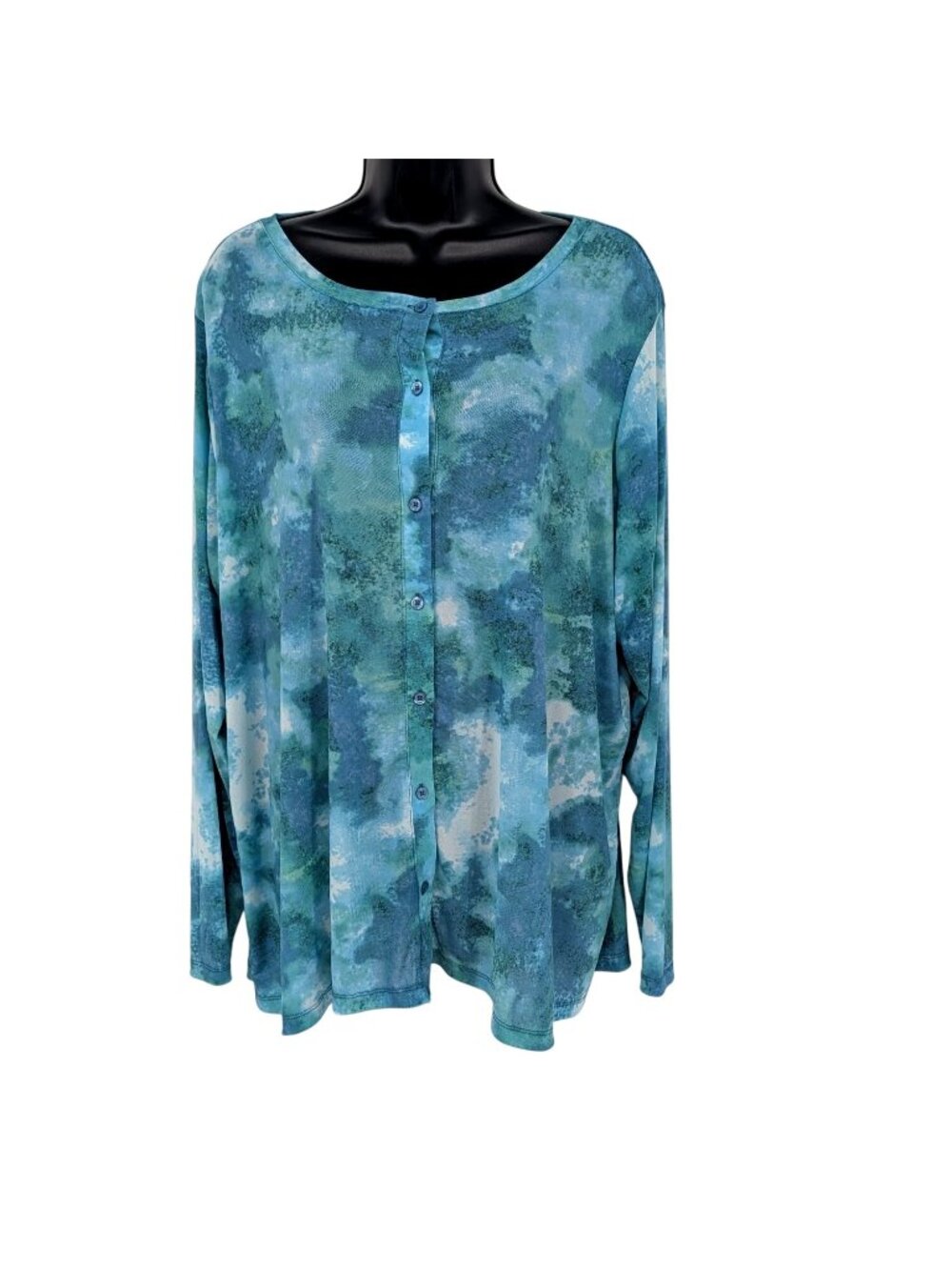 Logo Lori Goldstein Mesh Tie Dye Button-Front Boho Cardigan Cottage Artsy XLarge